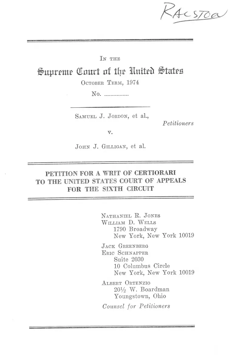 Jordon v. Gilligan Petition for Writ of Certiorari preview
