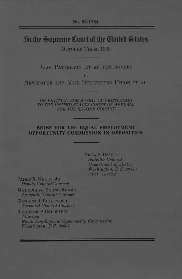 Patterson v. Newspaper and Mail Deliverers Union Brief in Opposition preview