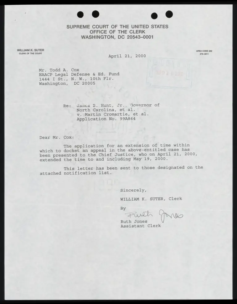 Letter to Cox from Suter RE Extension Granted preview