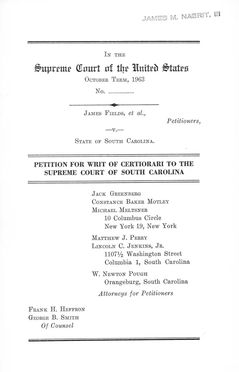 Fields v. South Carolina Petition for Writ of Certiorari to the Supreme Court of South Carolina preview
