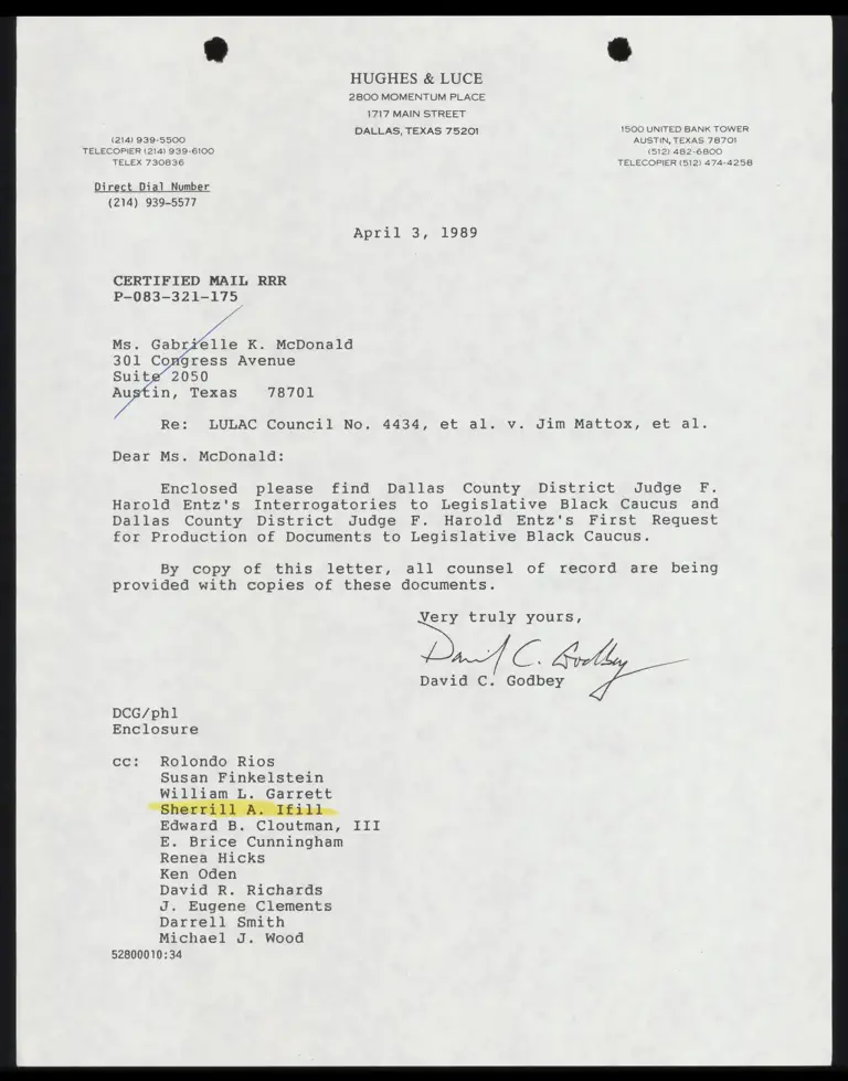 Dallas County District Judge Entz's Interrogatories to Legislative Black Caucus; First Request for Production of Documents preview