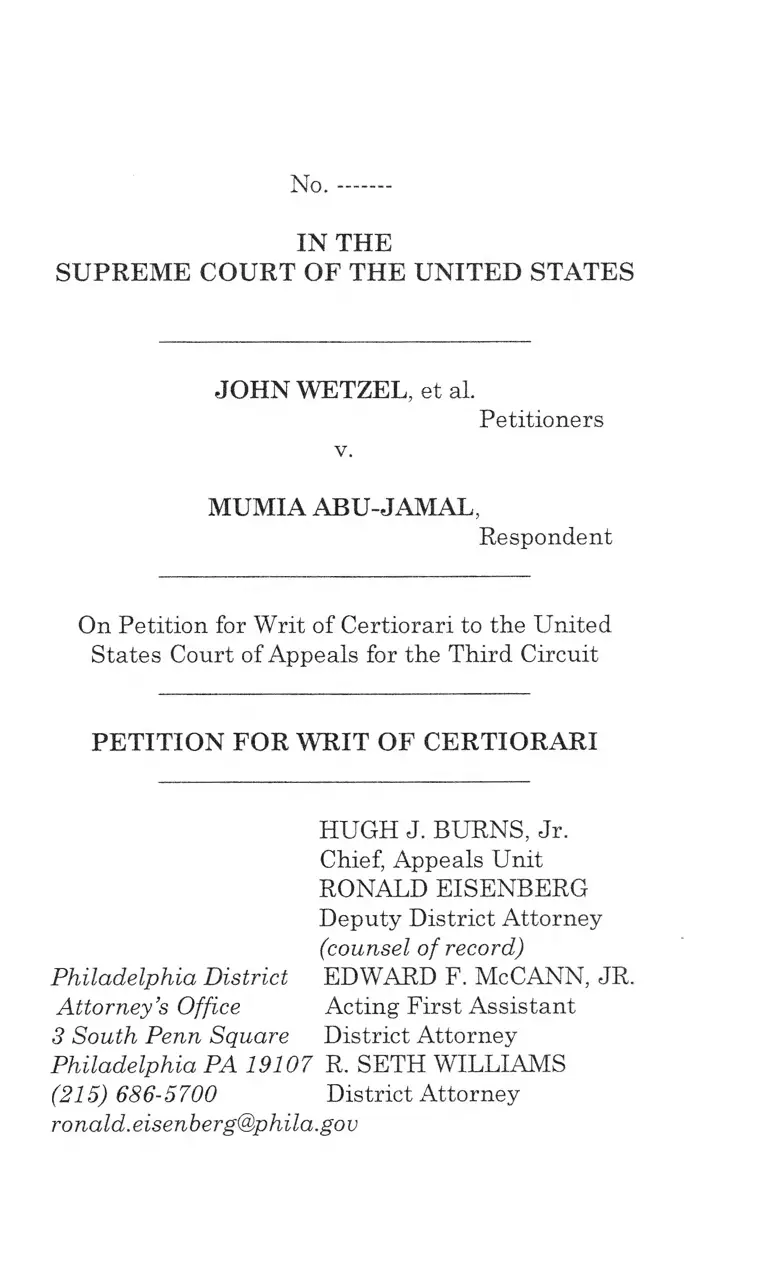 Wetzel v. Abu-Jamal Petition for Certiorari preview