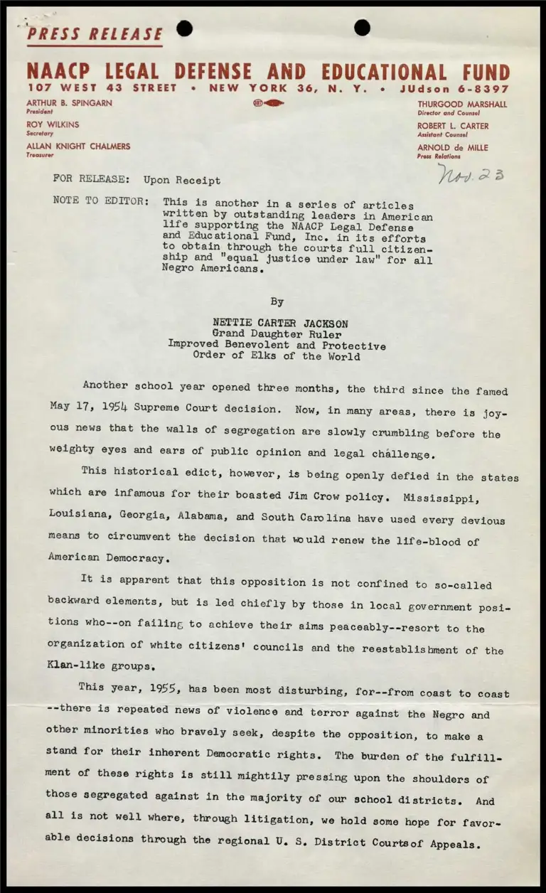 By Nettie Carter Jackson Grand Daughter Ruler Improved Benevolent and Protective Order of Elks of the World preview