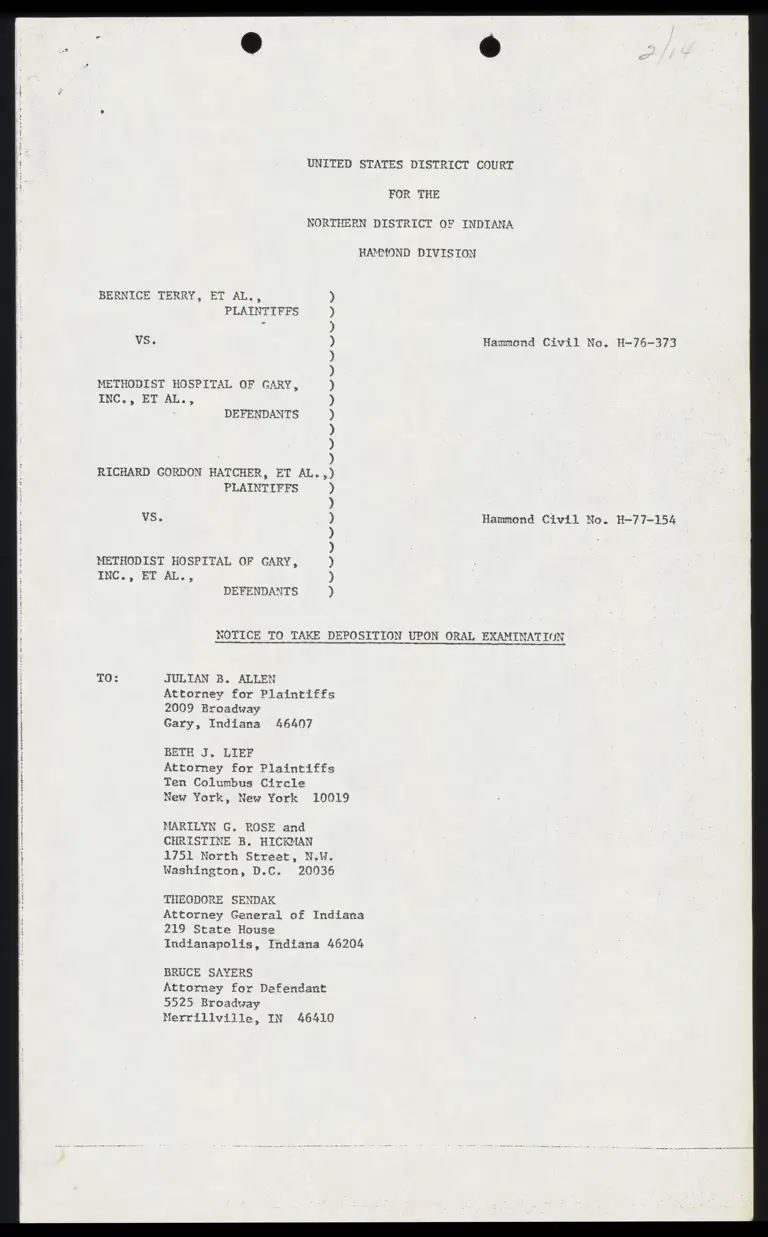 Notices to Take Deposition Upon Oral Examination preview