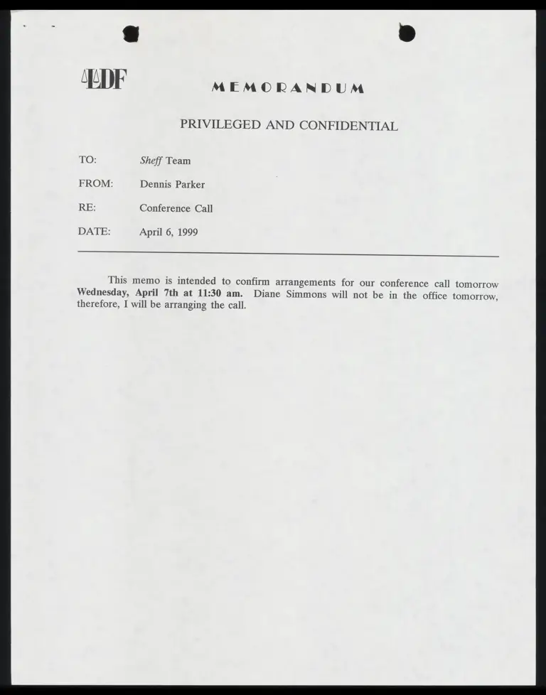 Memo RE: Conference Call preview