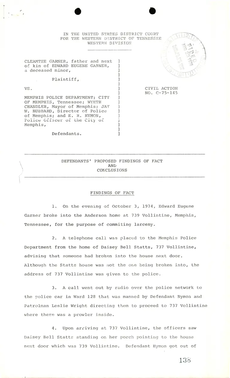 Defendants' Proposed Findings of Fact and Conclusions preview