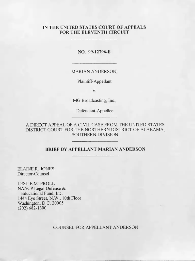Anderson v. MG Broadcasting Brief by Appellant Marian Anderson preview
