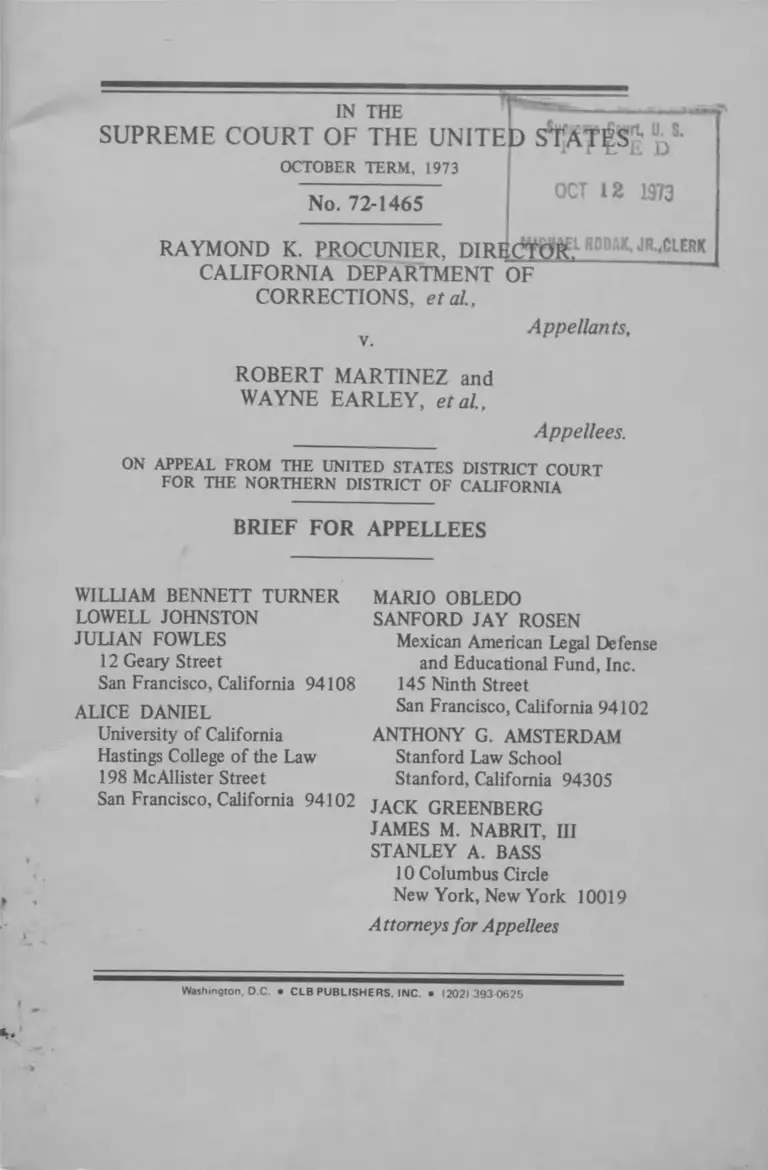 Procunier v. Martinez Brief for Appellees preview