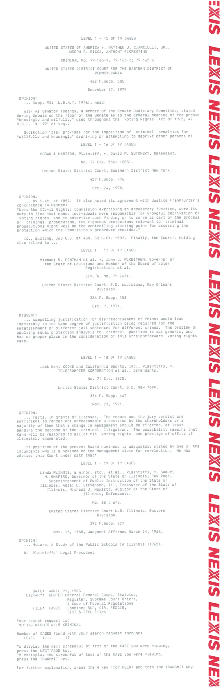 Legal Research on Voting Rights Court Opinions preview