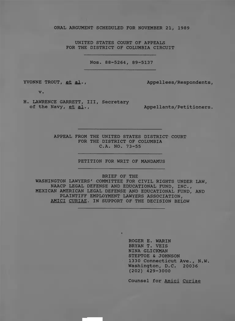 Trout v. Garrett III Brief Amici Curiae in Support of Decision preview