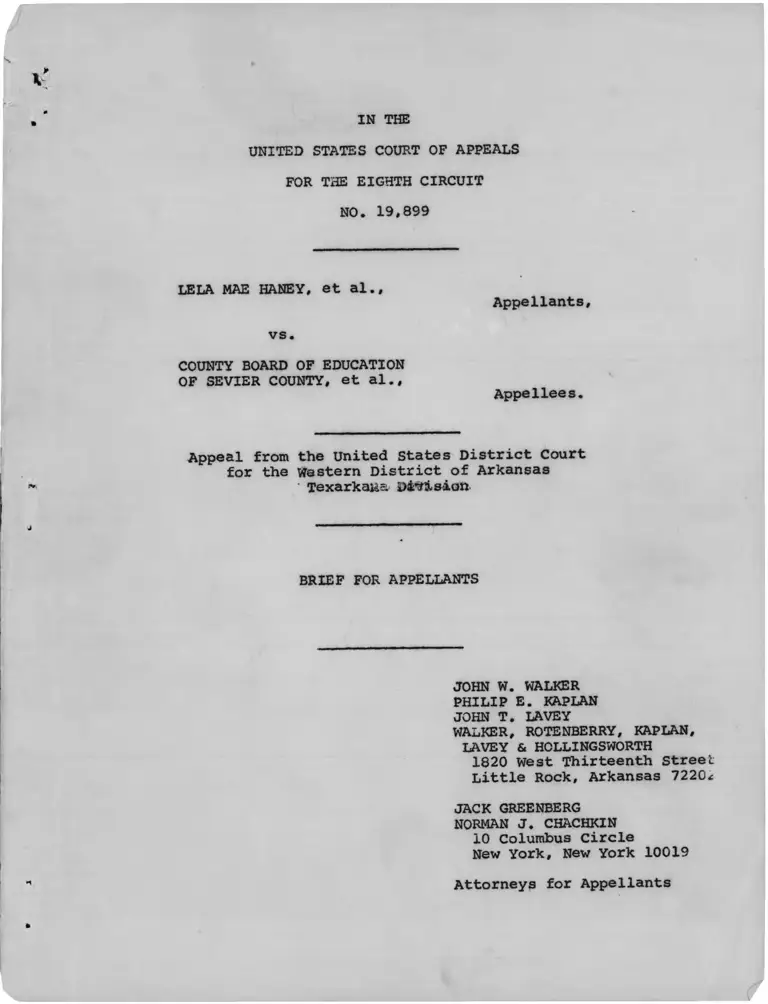 Haney v. Sevier County Board of Education Brief for Appellants preview