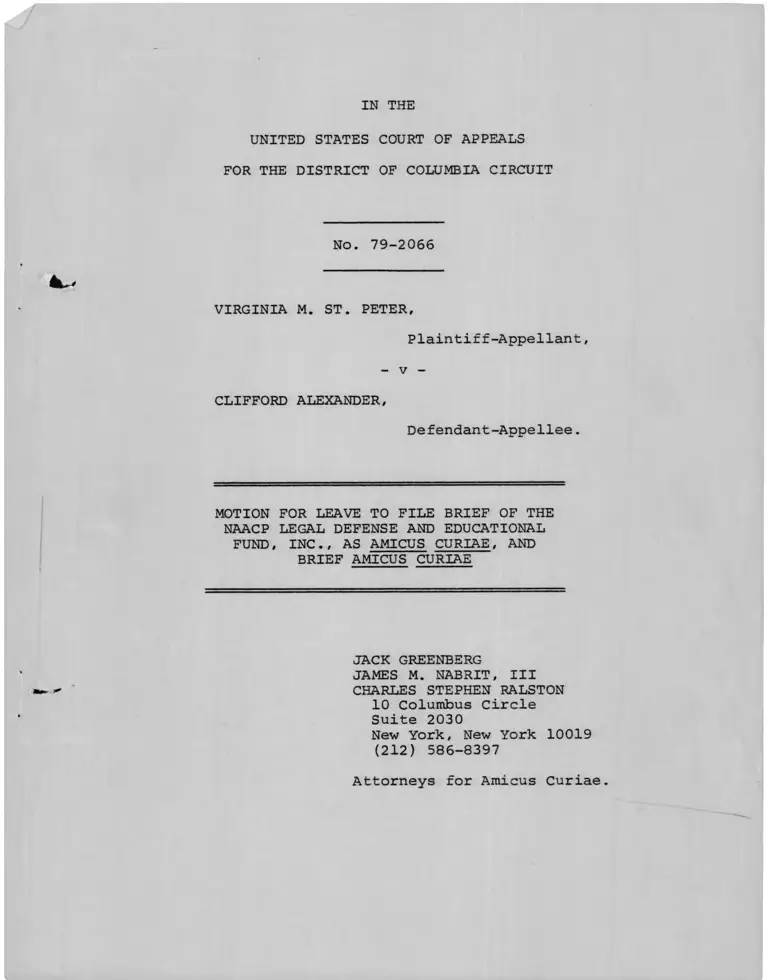 St. Peter v Alexander Brief Amicus Curiae preview