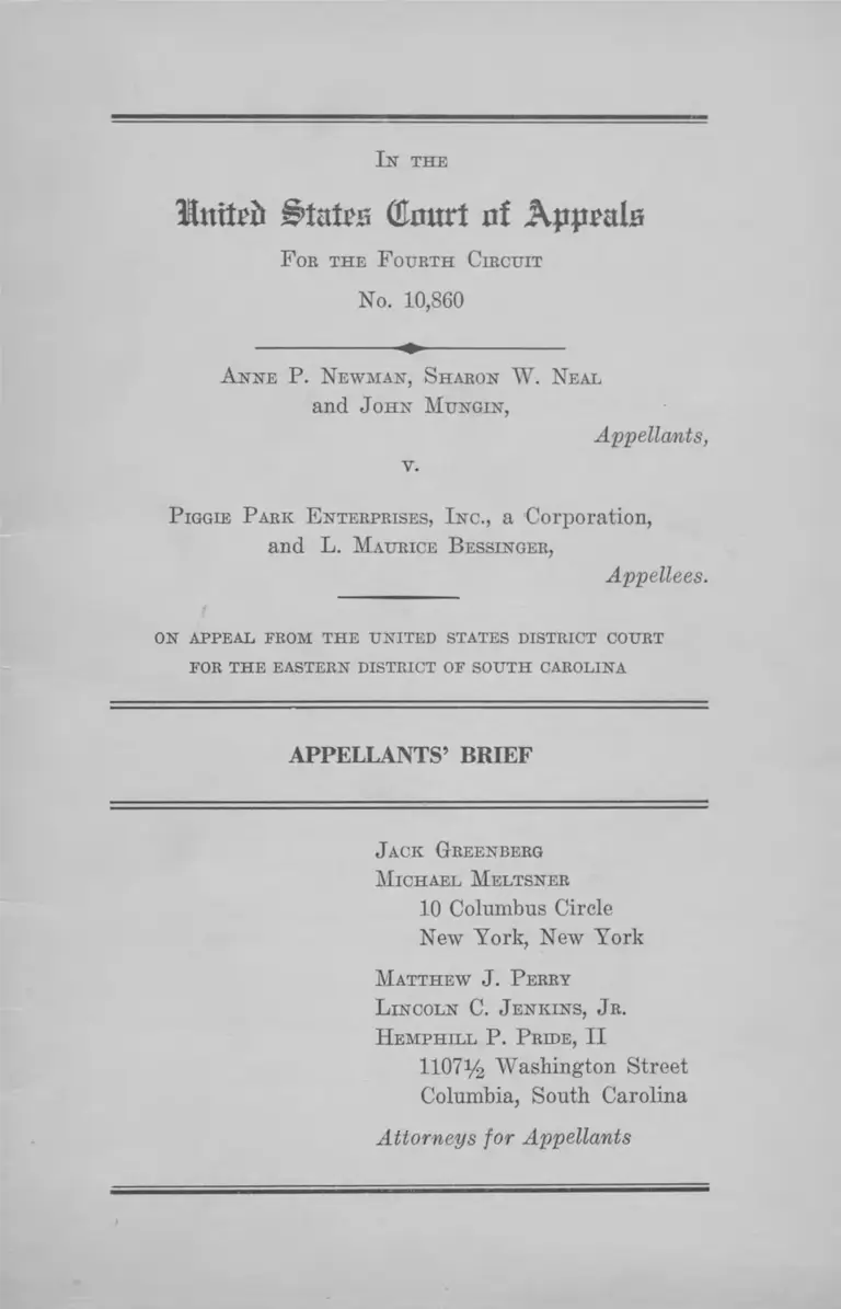 Newman v. Piggie Park Enterprises Appellants' Brief preview