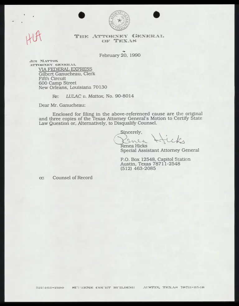 Motion to Certify State Law Questions or, Alternatively, to Disqualify Counsel preview