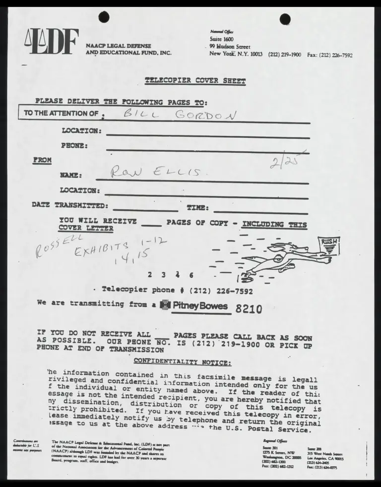 Correspondence from Ellis to Gordon with Rossell Exhibits preview
