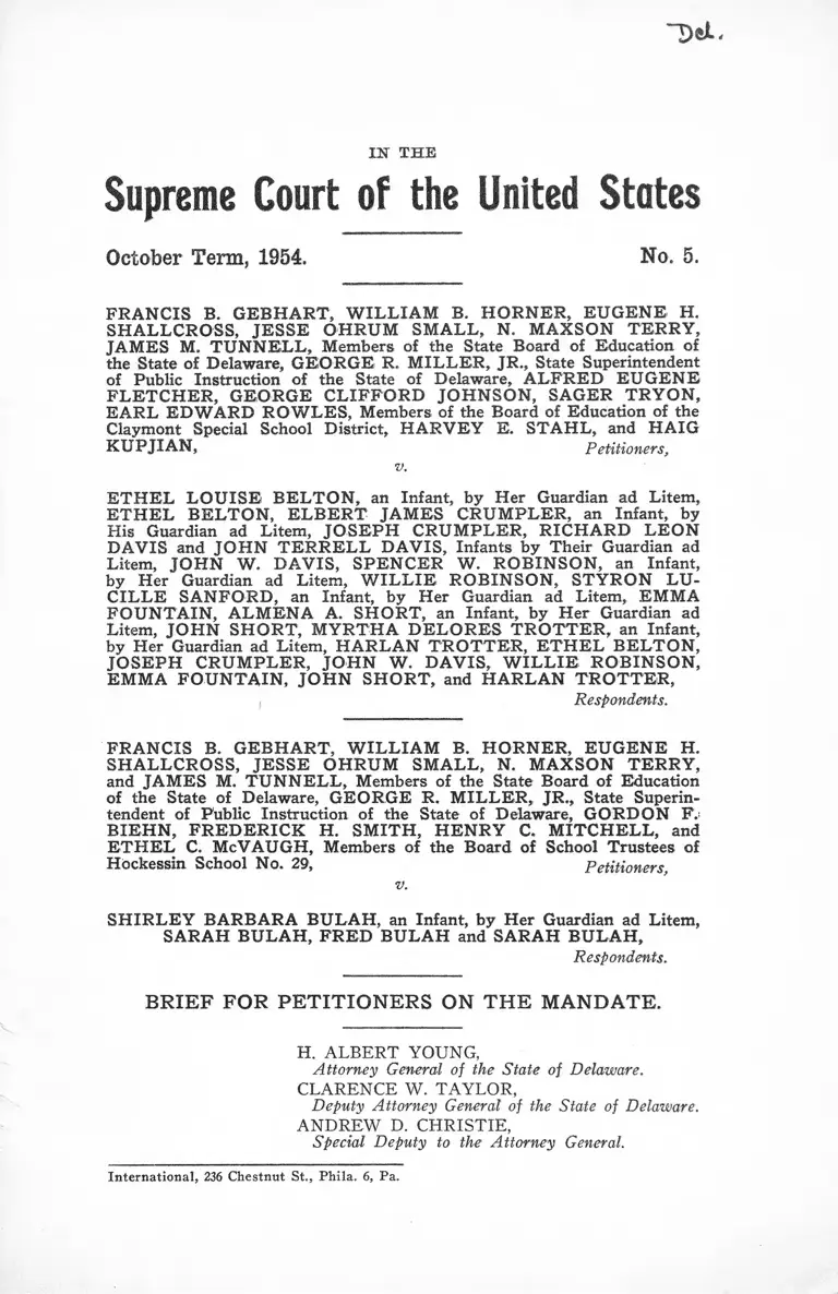 Gebhart v. Belton Brief for Petitioners on the Mandate preview