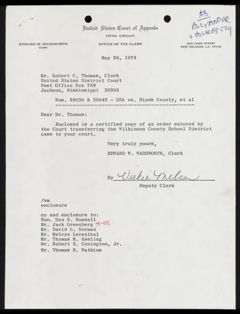 Order Transferring Wilson County Case preview