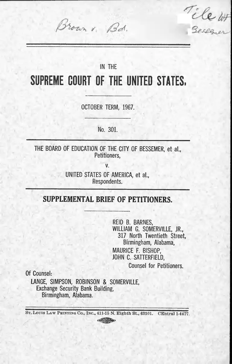 Board of Education of the City of Bessemer v. Brown Supplemental Brief of Petitioners preview