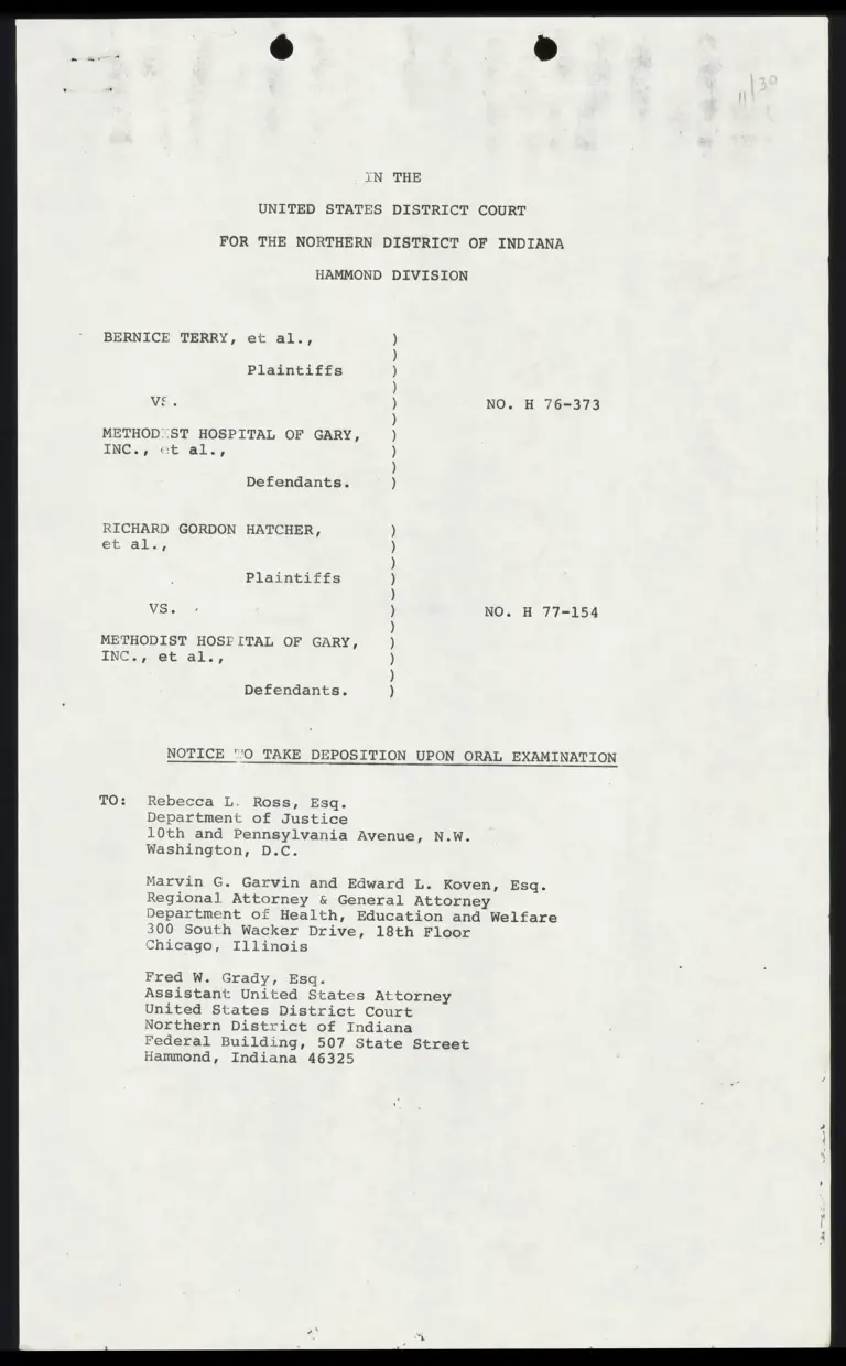 Notice to Take Deposition Upon Oral Examination preview