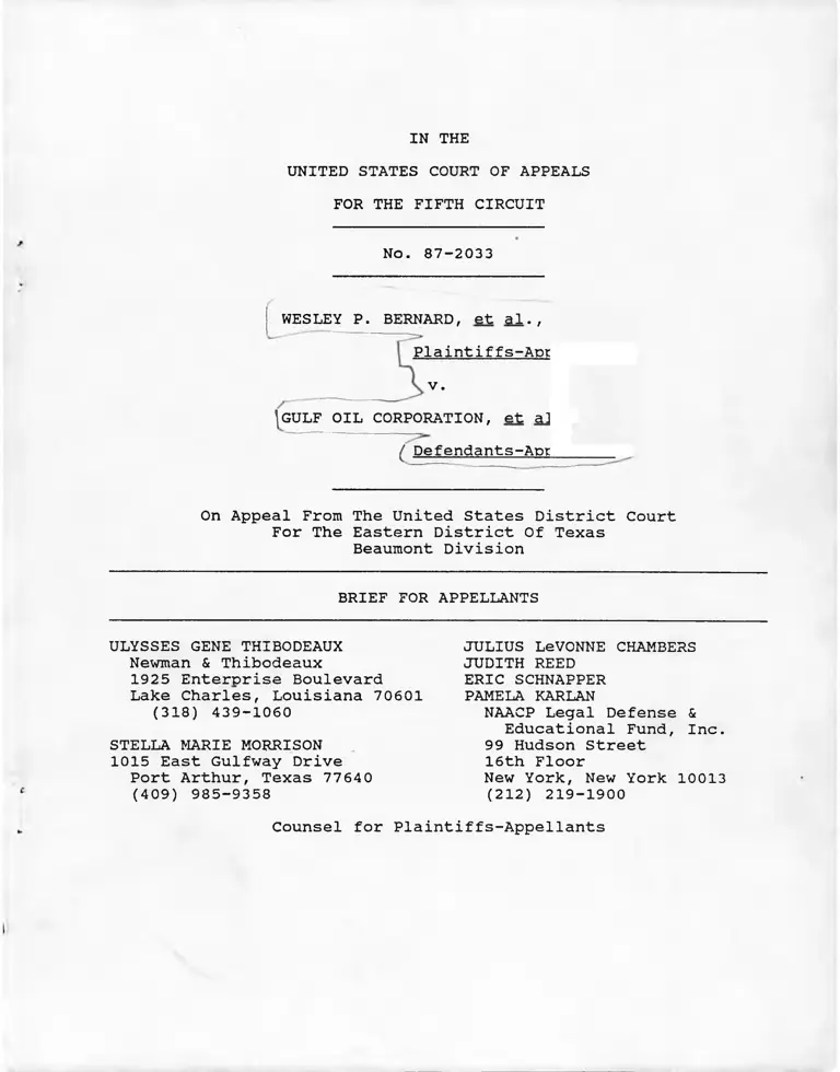 Bernard v. Gulf Oil Corporation Brief for Appellants preview