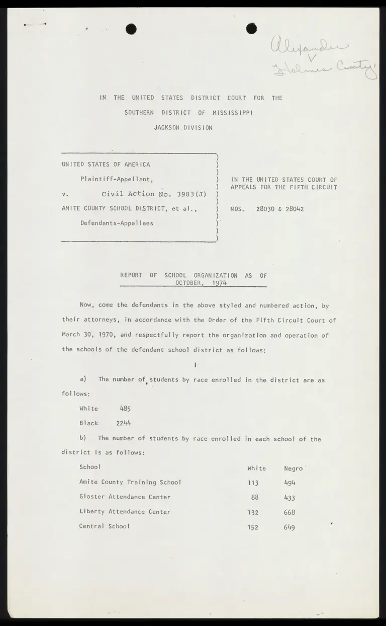 Report of School Organization as of October, 1974 preview