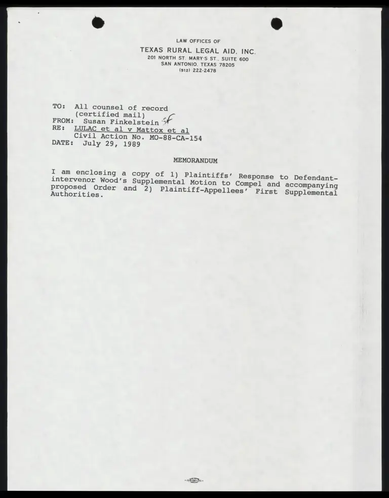Plaintiffs' Response to Wood's Supplemental Motion to Compel; Proposed Order; Plaintiff-Appellees' First Supplemental Authorities preview