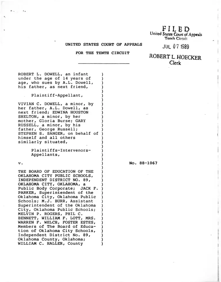 Dowell v. Oklahoma City Board of Education Court Opinion preview