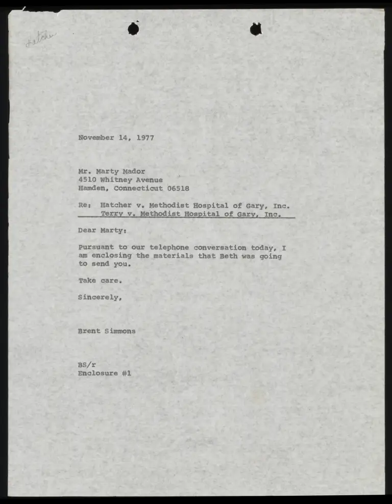 Correspondence from Simmons to Mador Re: Additional Materials preview