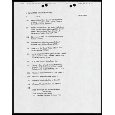 Fax from Plaintiffs’ counsel, to opposing counsel RE: Draft plaintiff exhibits preview