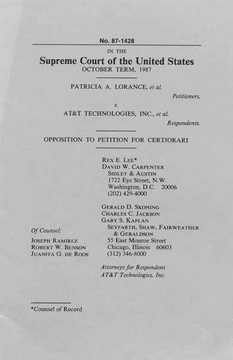 Lorance v. AT&T Technologies, Inc. Opposition to Petition for Certiorari preview