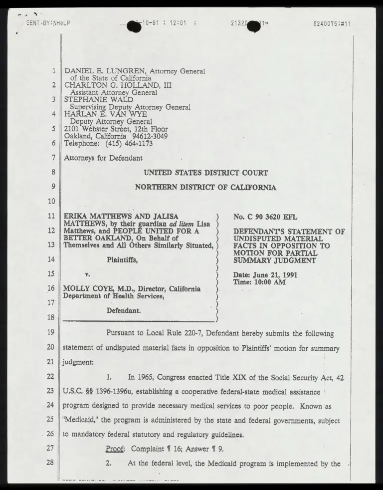 Defendant's Statement of Undisputed Material Facts in Opposition to Motion for Partial Summary Judgment preview