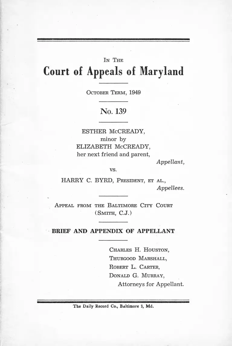 McCready v Byrd Brief and Appendix of Appellant preview