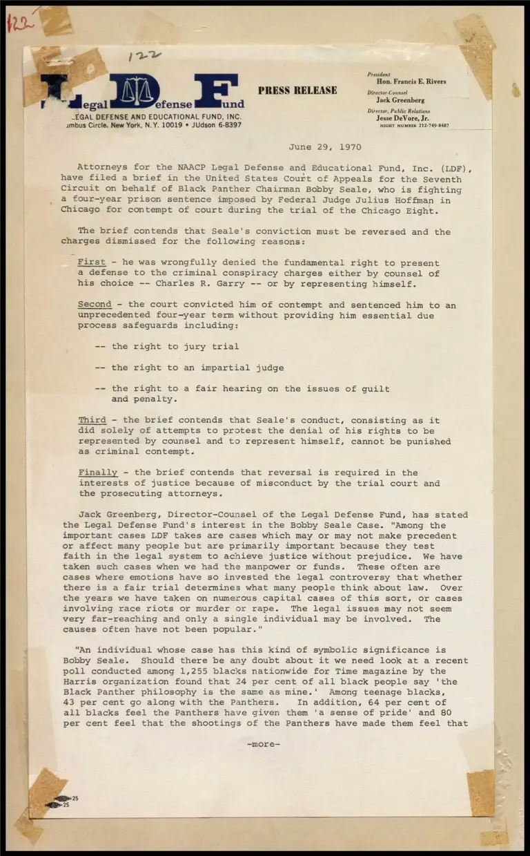 Brief Filed to Reverse Bobby Seale's Conviction preview