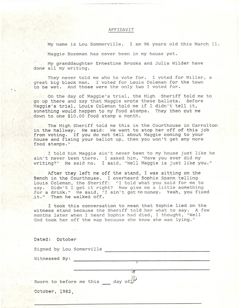 Affidavit of Lou Sommerville preview