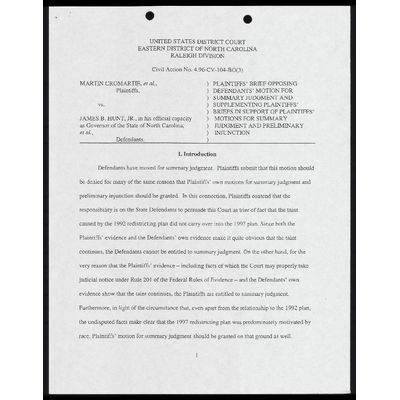 Plaintiffs' Brief Opposing Defendants' Motion for Summary Judgment and Supplementing Plaintiffs' Briefs in Support of Plaintiffs' Motions for Summary Judgment and Preliminary Injunction with Certificate of Service preview
