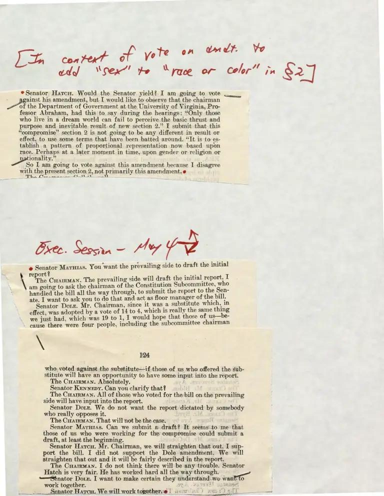Senate hearing notes (Statements from Senators Hatch and Mathias) preview