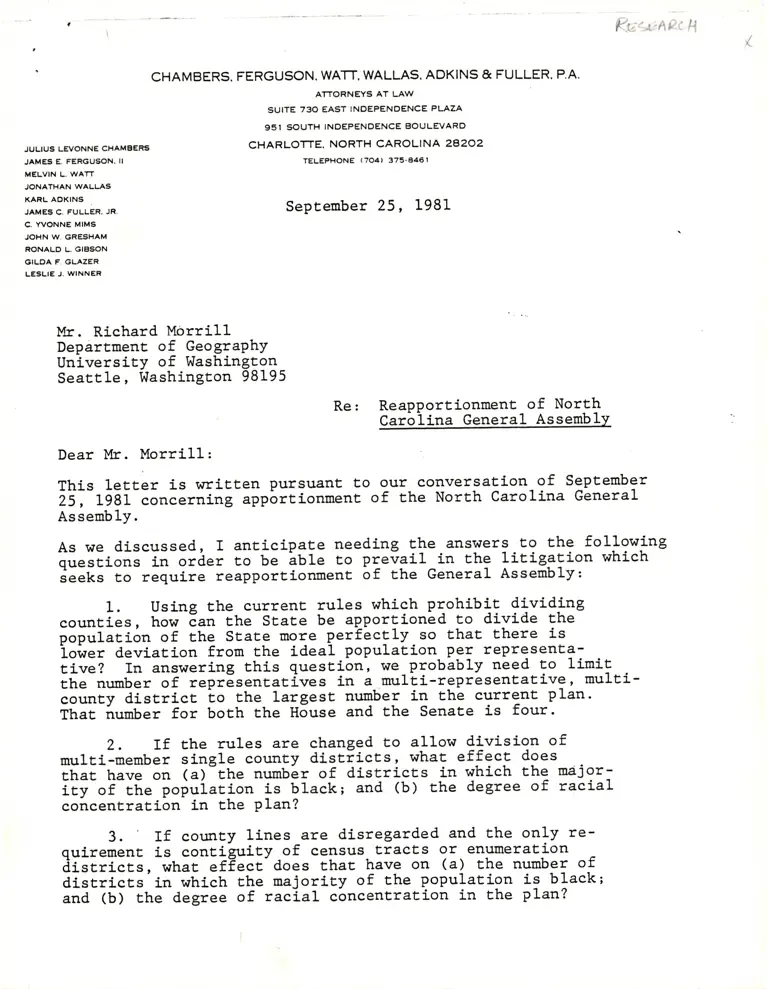 Correspondence from Winner to Morrill; Annotated Memorandum from Winner to Williams preview