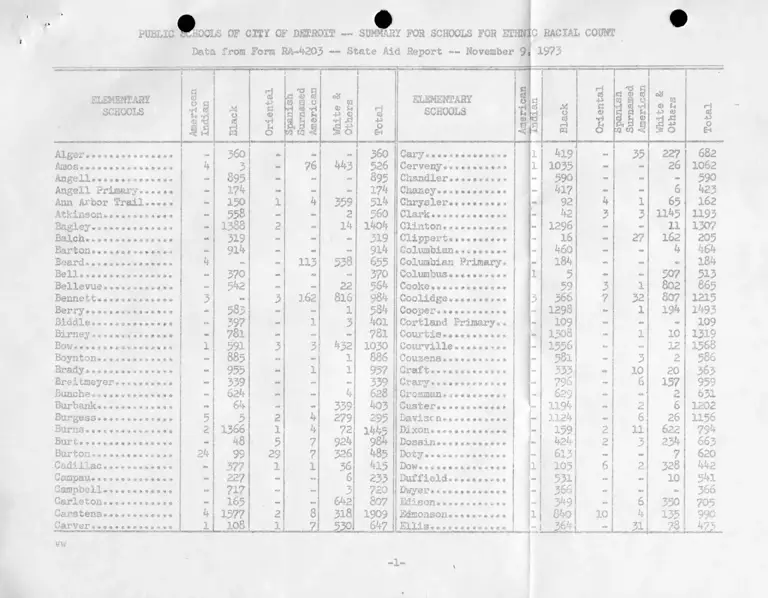 State Aid Report for Detroit Schools Ethnic Racial Count preview