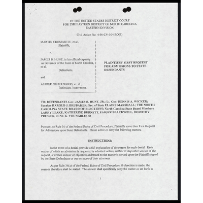 Plaintiffs' First Request for Admissions to State Defendants with Certificate of Service preview