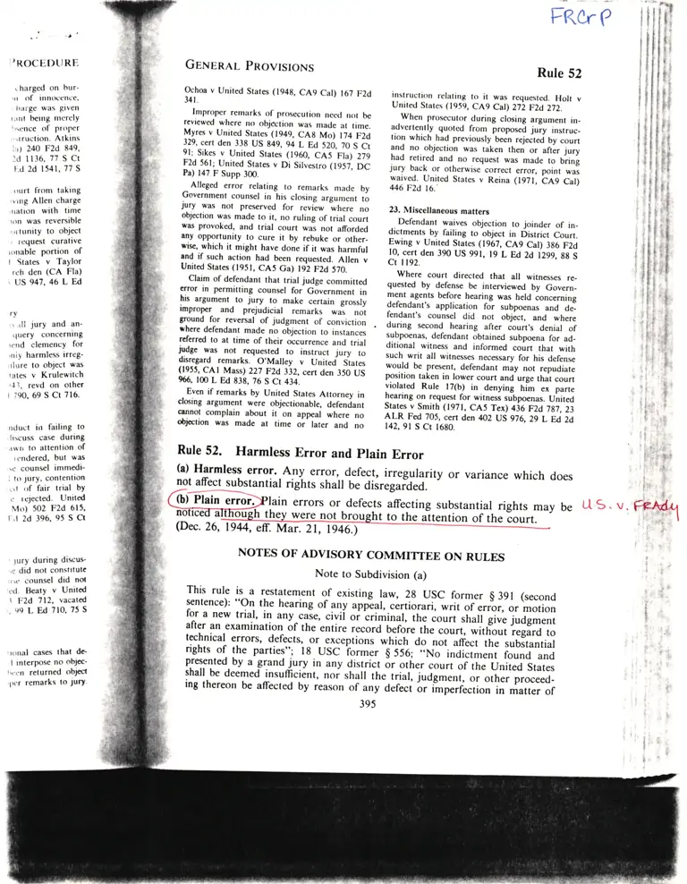 Legal Research on Rule 52 preview
