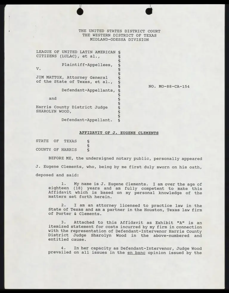 Affidavit of J. Eugene Clements preview