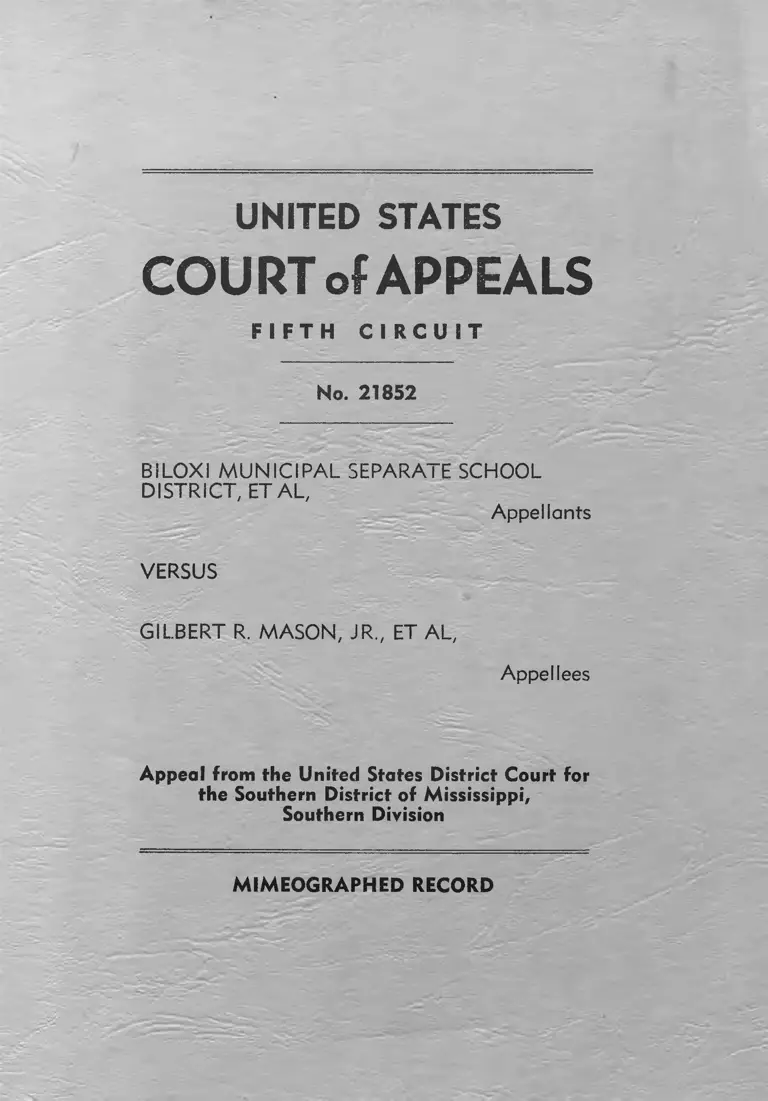 Biloxi Municipal Separate School District v. Mason Mimeographed Record preview