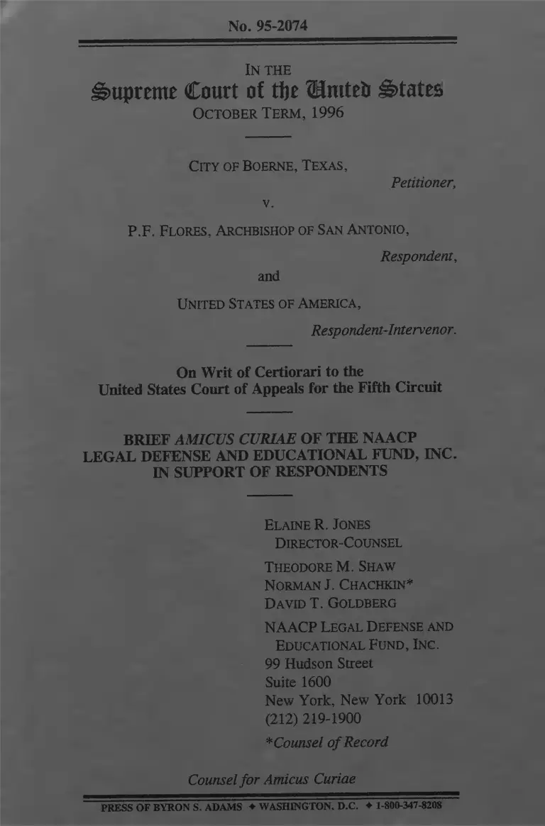 City of Boerne, Texas v. P.F. Flores, Archbishop of San Antonio Brief Amicus Curiae of the NAACP Legal Defense and Educational Fund in Support of Respondents preview