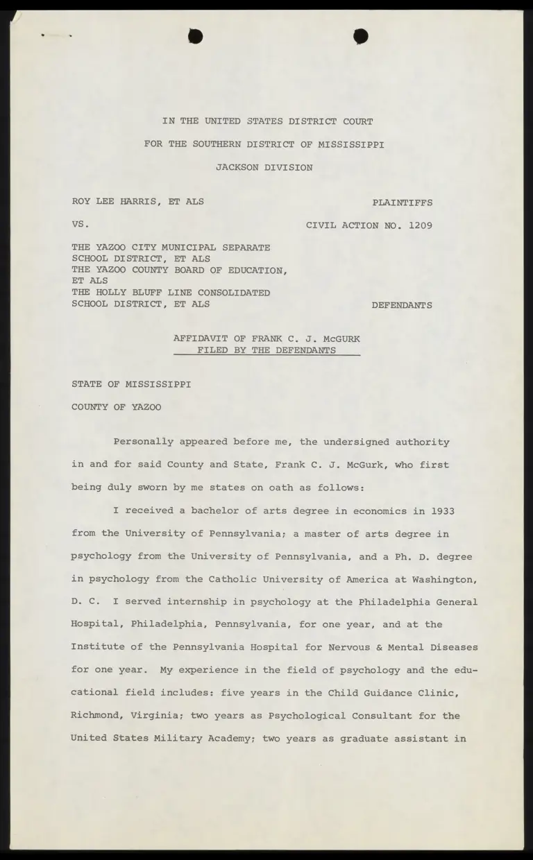 Affidavit of Frank C.J. McGurk Filed by the Defendants preview