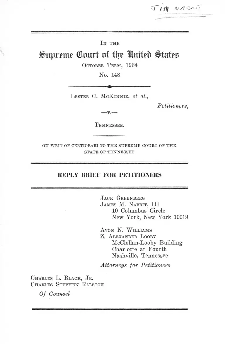 McKinnie v. Tennessee Reply Brief for Petitioners preview