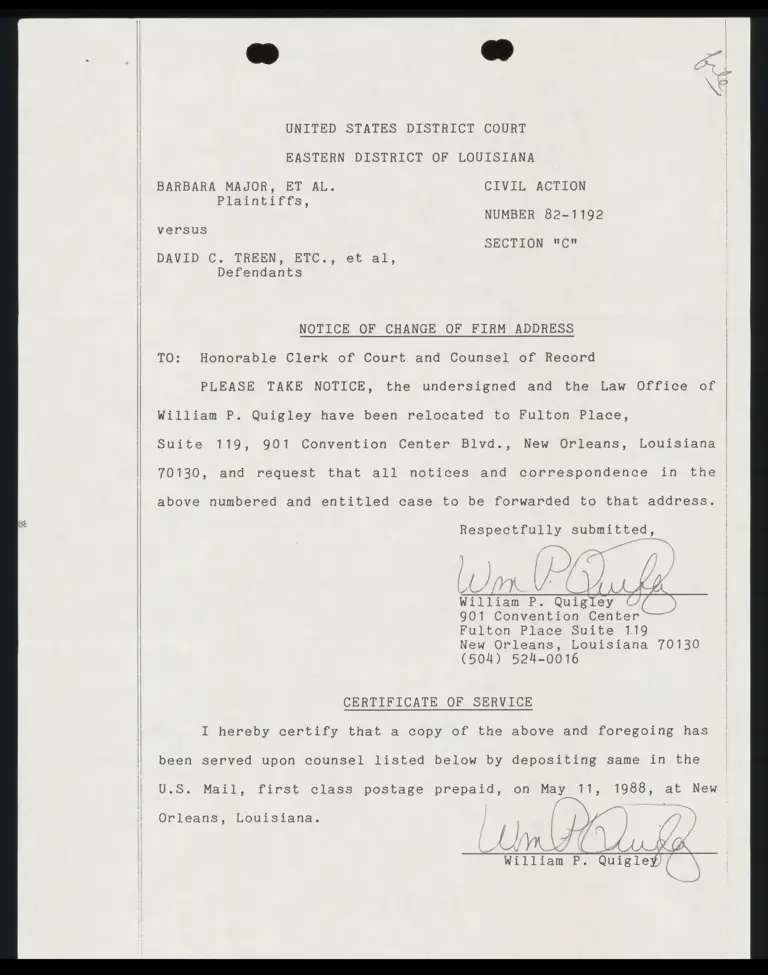 Notice of Change of Firm Address preview