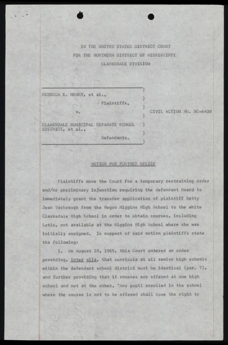 Motion for Further Relief preview