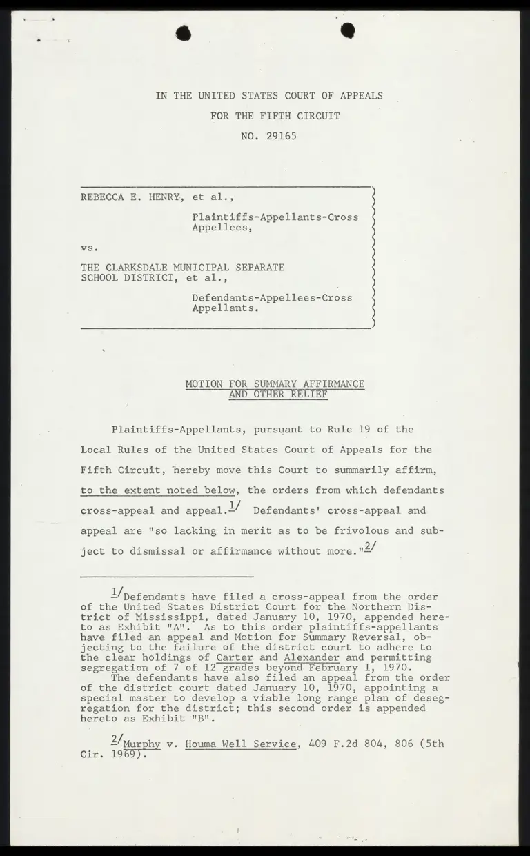 Motion for Summary Affirmance and Other Relief preview