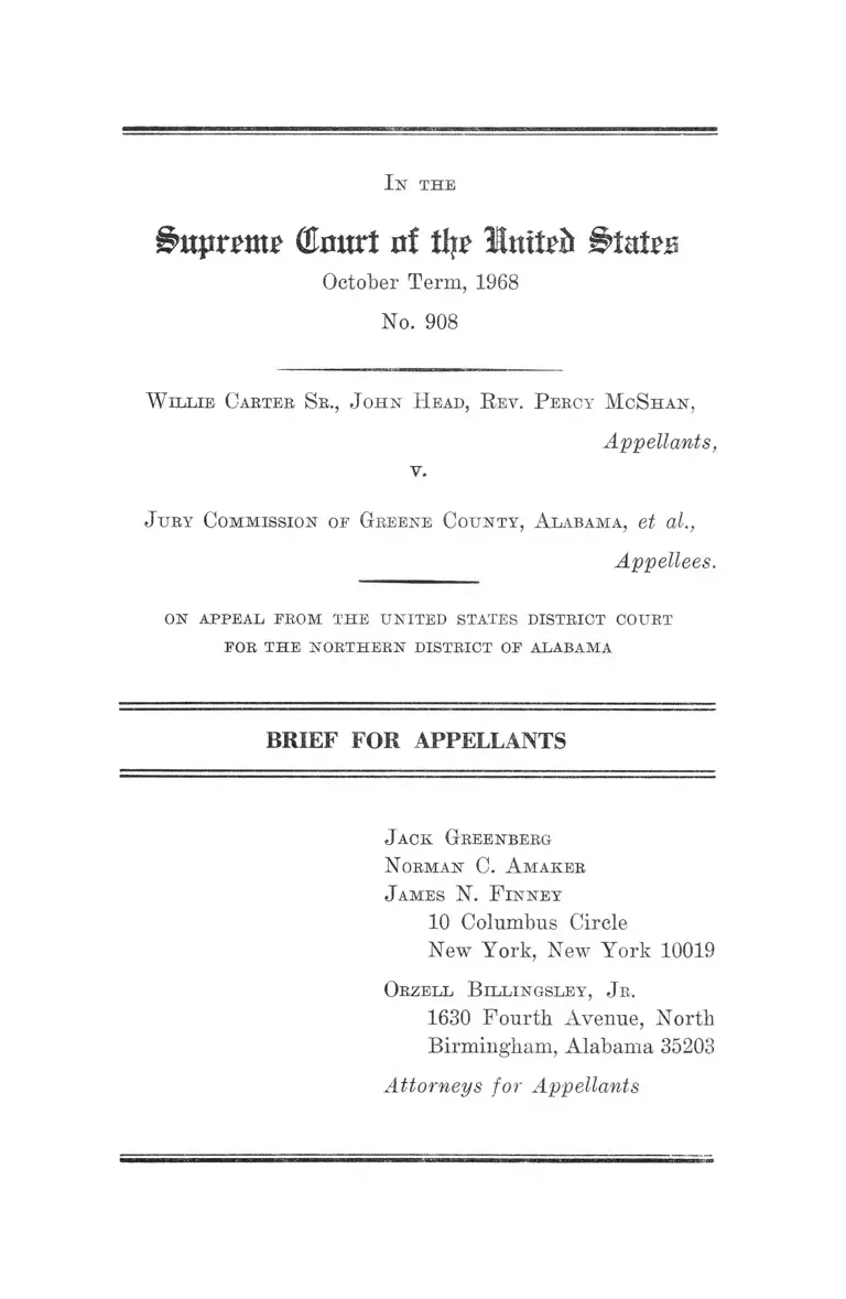 Carter v. Jury Commission of Greene County, Alabama Brief for Appellants preview