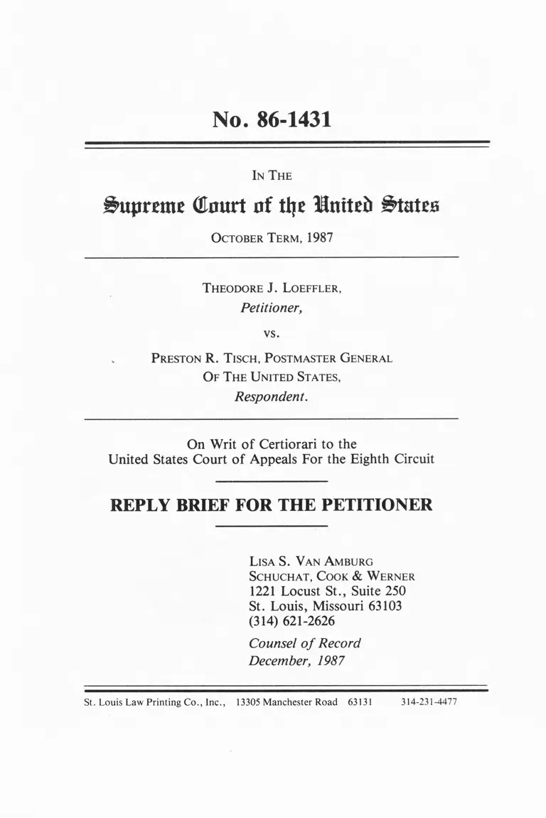 Loeffler v. Tisch Reply Brief for the Petitioner preview